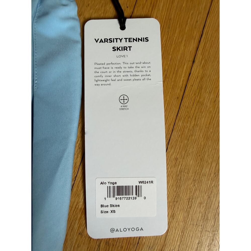 Alo Yoga Varsity Tennis Skirt Blue Skies Pleated Mini Skirt NWT XS - Picture 6 of 6